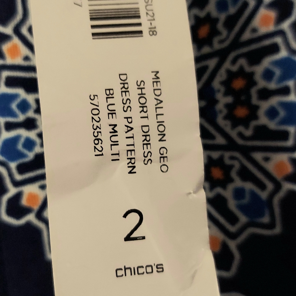 CHICOS's (12)Sz 2 Medallian Fully Lined dress Poly/ Spandex CAP sleeve MSRP $149 - Picture 2 of 7